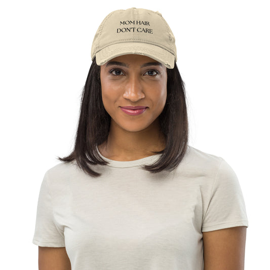 Mom Hair Don't Care Distressed Dad Hat