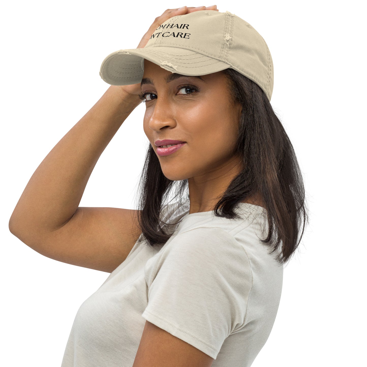 Mom Hair Don't Care Distressed Dad Hat